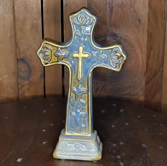 Gold and Gray Ceramic Cross - Picture 5 of 12